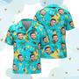 Custom Multi-Color Face And Numbers Hawaiian Shirt Coconut Tree And Pineapple Gift For Men