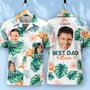 Custom Multi Photo Face And Text Hawaiian Shirt With Palm Leaves And Colorful Flowers