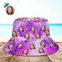 Custom Photo Bucket Hat Unisex Personalized Face Hiking Beach Sports Hats Purple And Pink Abstract Texture