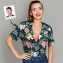 Custom Photo Funky Vintage Hawaiian Shirt Casual Button-Down Short Sleeve-For Her