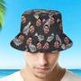 Custom Photo Gift Funny Cartoon Flamingo Bucket Hat Hawaiian Fisherman Hat