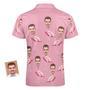 Custom Pink Flamingo Men's Polo Shirt Personalized Face Funny Polo Shirt With Zipper