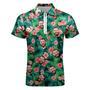 Custom Polo Shirt With Zipper Personalized Face Hawaiian Style Men's Polo Shirt