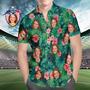 Custom Printed Hawaiian Shirt For Fans Personalized Face And Text Hawaiian Shirt Gift For Fans - Red Flowers Design