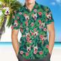 Custom Tropical Shirts Custom Dog Face Hawaiian Shirt Leaves & Flowers Shirt