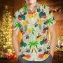 Custom Your Own Face Birthday Hawaiian Shirt Custom Date And Name Yellow Flower And Palm Tree Shirt