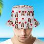 Custom Your Photo Face And Pet Summer Bucket Hat Fisherman Hat - Heart White