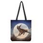 Halloween Flying Witch Cat Print Tote Bag