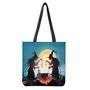 Halloween Witch And Cauldron Print Tote Bag