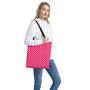 Hot Pink And White Polka Dot Print Tote Bag