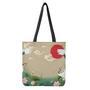 Japanese Cranes At Sunset Print Tote Bag