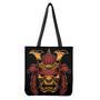 Japanese Samurai Warrior Mask Print Tote Bag