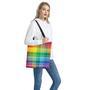 Lgbt Pride Rainbow Plaid Pattern Print Tote Bag