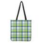 Lime And Blue Madras Plaid Print Tote Bag