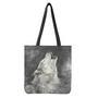 Monochrome Howling Wolf Print Tote Bag