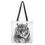 Monochrome Watercolor White Tiger Print Tote Bag