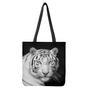 Monochrome White Bengal Tiger Print Tote Bag