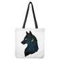 Moon And Stars Wolf Spirit Print Tote Bag