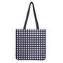 Navy And White Check Pattern Print Tote Bag