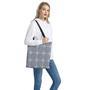 Navy And White Glen Plaid Print Tote Bag