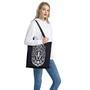 Navy And White Wolf Print Tote Bag