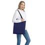 Navy Blue And Black Buffalo Check Print Tote Bag