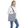 Navy Blue Prince Of Wales Check Print Tote Bag