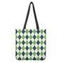 Navy Green And White Argyle Print Tote Bag