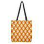 Orange And White Argyle Pattern Print Tote Bag