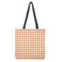 Orange And White Gingham Pattern Print Tote Bag