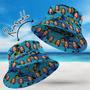 Personalized Face Bucket Hat Double-Side-Wear Reversible Hawaiian Style Outdoors Sun Cap