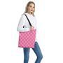 Pink And Green Plaid Pattern Print Tote Bag