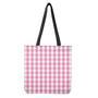 Pink And White Check Pattern Print Tote Bag