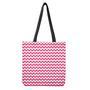 Pink And White Chevron Pattern Print Tote Bag