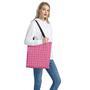 Pink And White Tartan Pattern Print Tote Bag