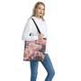 Pink Flowers Print Tote Bag