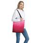 Pink Geometric Square Pattern Print Tote Bag