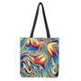 Psychedelic Wave Print Tote Bag