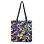 Psychedelic Wavy Print Tote Bag