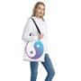 Purple And Blue Yin Yang Print Tote Bag