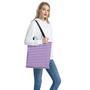 Purple And White Chevron Pattern Print Tote Bag