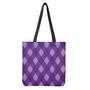 Purple Argyle Pattern Print Tote Bag