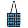 Purple Black And Blue Argyle Print Tote Bag