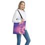 Purple Sky And Full Moon Print Tote Bag