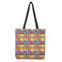 Rainbow Plaid Pattern Print Tote Bag