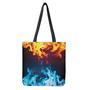 Red And Blue Fire Print Tote Bag