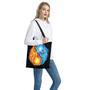 Red And Blue Fire Yin Yang Print Tote Bag