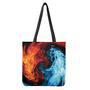 Red And Blue Twin Flame Print Tote Bag