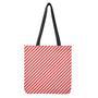 Red And White Candy Cane Stripes Print Tote Bag