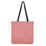 Red And White Checkered Pattern Print Tote Bag